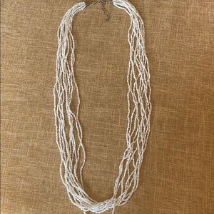 White layers bead necklace 22”